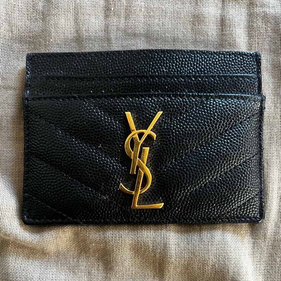 Saint Laurent Handbags - Saint Laurent YSL Quilted Leather Cassandre Matelasse Card Case Holder Wallet